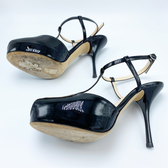 Giuseppe Zanotti size 37 Classic Black Patent Leather Peep- Toe Platform Sandal - Picture 9 of 10